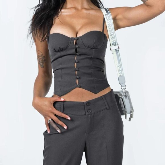 Princess Polly charcoal gray long corset top🍸🖤 - Picture 6 of 8